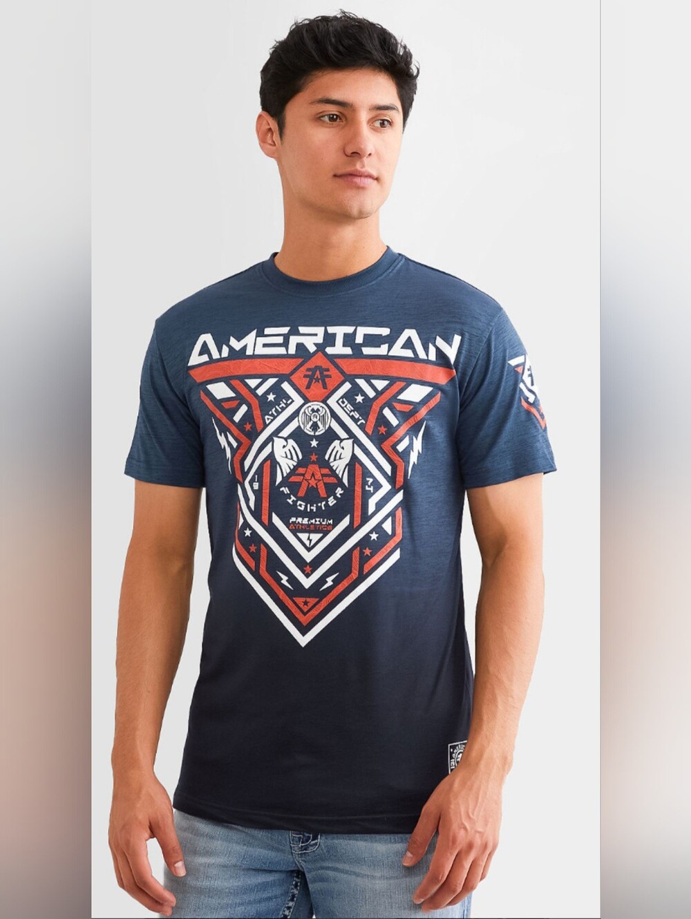 NWT Authentic American Fighter Men's "Centralia" Short Sleeve Tee in Sailor Blue